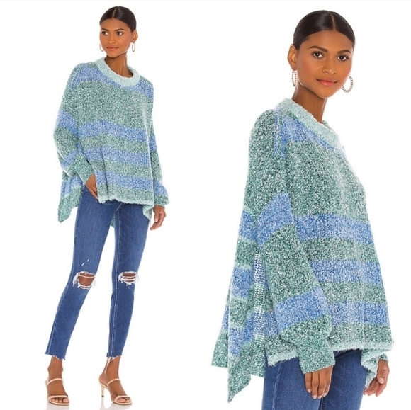 Free People BRB Tunic Sweater Oversized Colorblock - Picture 9 of 13